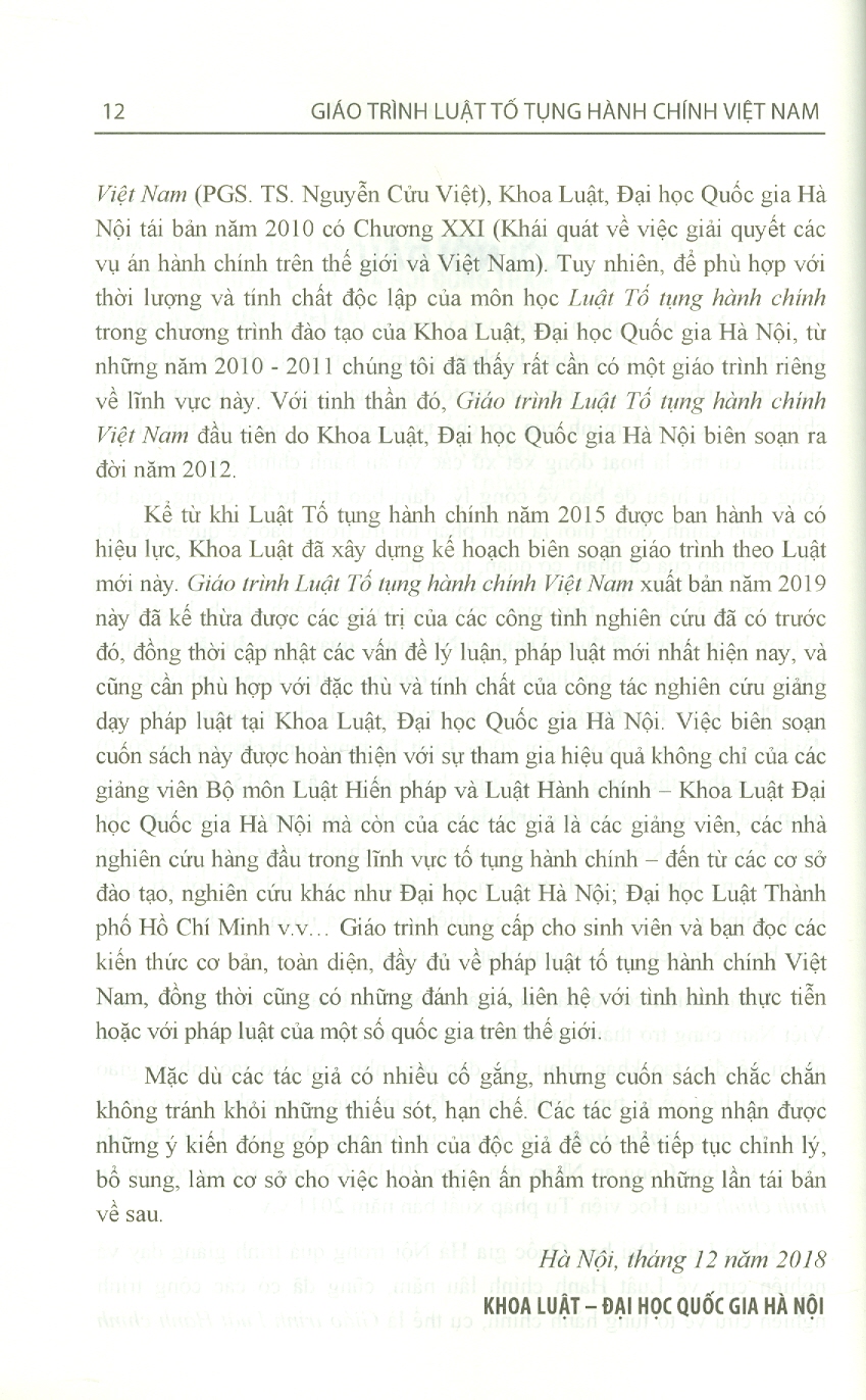 Giáo Trình Luật Tố Tụng Hành Chính Việt Nam - GS. TS. Phạm Hồng Thái, PGS.TS. Bùi Tiến Đạt (Đồng chủ biên) - Tái bản lần thứ nhất - (Bìa mềm)