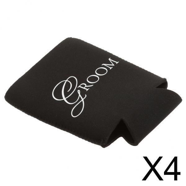 4x"Groom" Sleeve Protection Insulation Neoprene Can Cooler Black