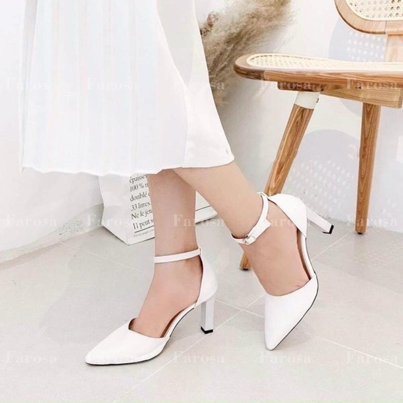 Dép sandal nữ cao gót 9cm bít gót FAROSA mũi nhọn lên chân cực xinh - C22