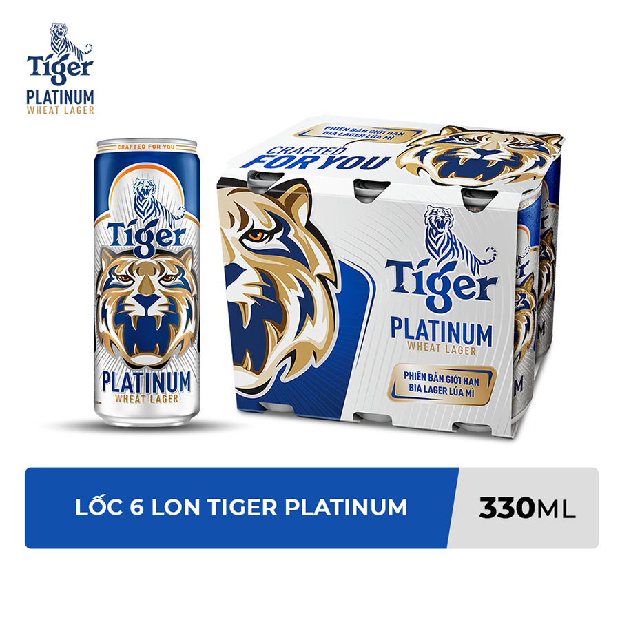 Lốc 6 lon bia lúa mì Tiger Platinum Wheat Lager 330ml/lon