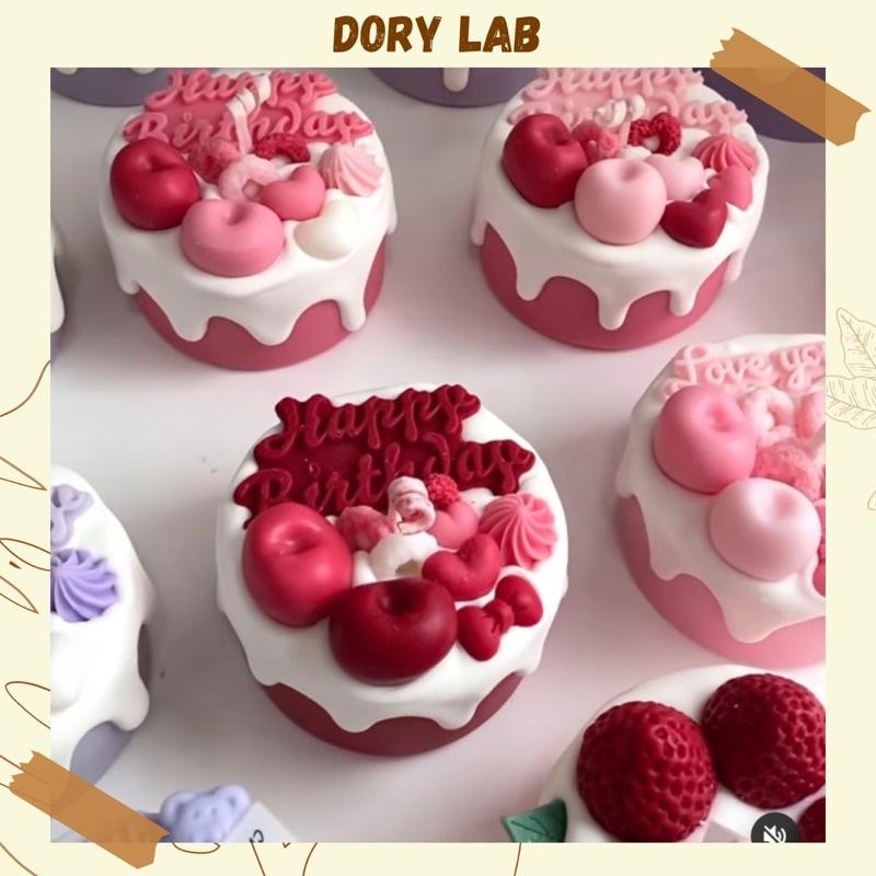 Nến Thơm Bánh Kem Trái Cây Kèm Chữ Happy Birthday - Dory Lab