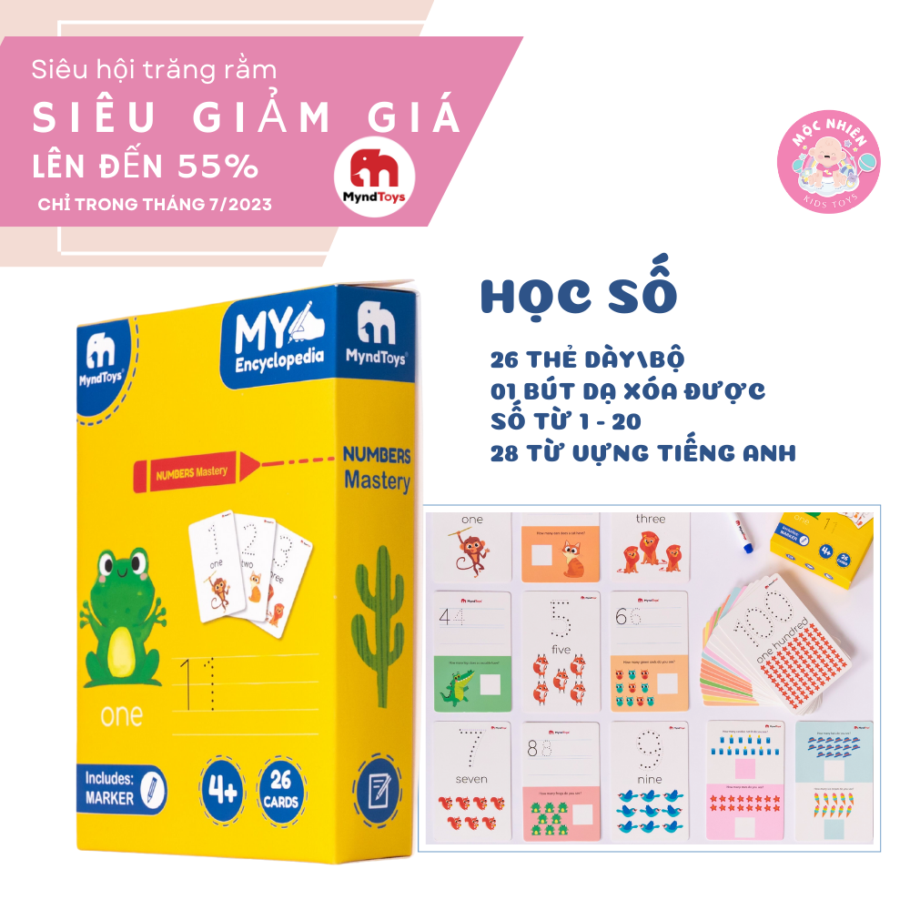 Đồ Chơi Giáo Dục Myndtoys - Thẻ Học Chữ Cái và Số Đếm Dành Cho Các Bé Trên 4 Tuổi