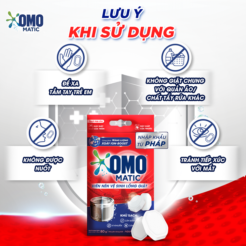 Combo 3 Hộp 4 Viên Nén Vệ Sinh Lồng Giặt OMO Matic 80gr