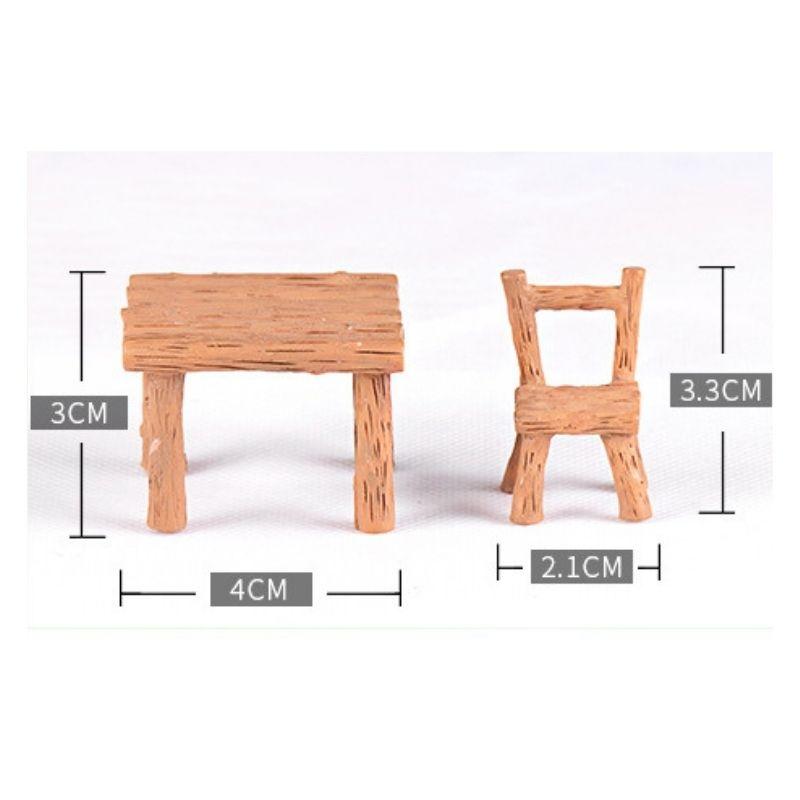 Mô hình bàn ghế công viên trang trí sân vườn, sen đá, mô hình tiểu cảnh