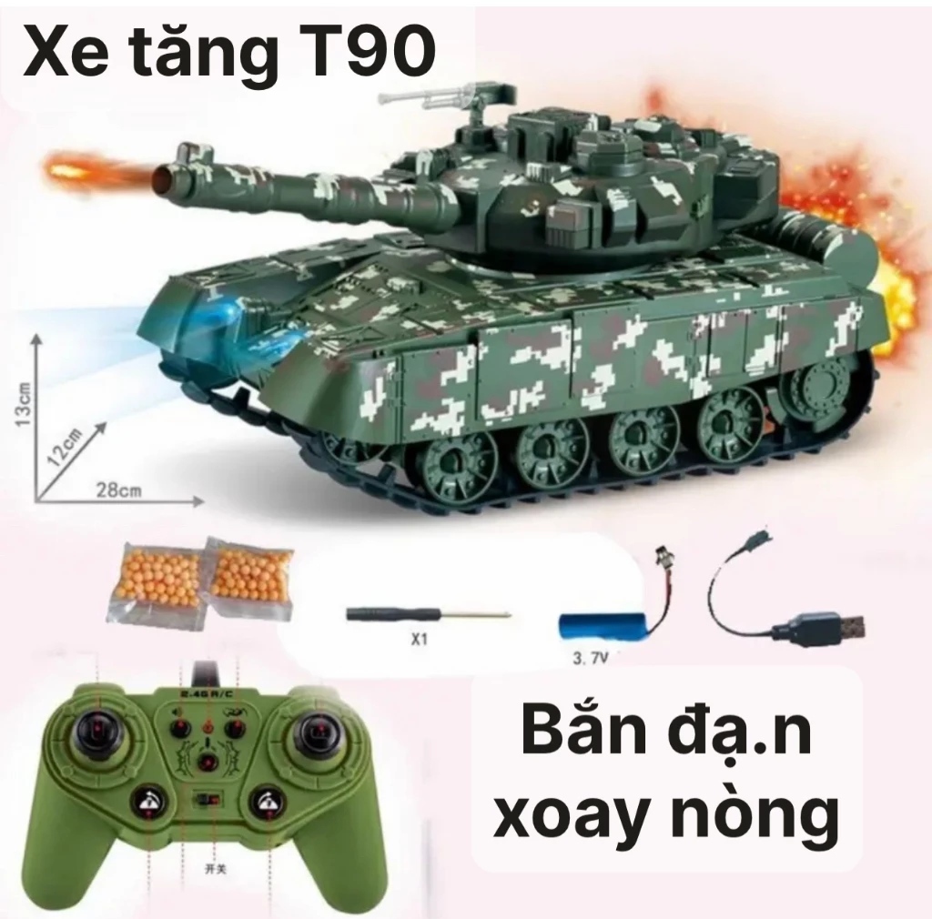 Xe tăng T90 điều khiển từ xa pin sạc bánh xích có âm thanh