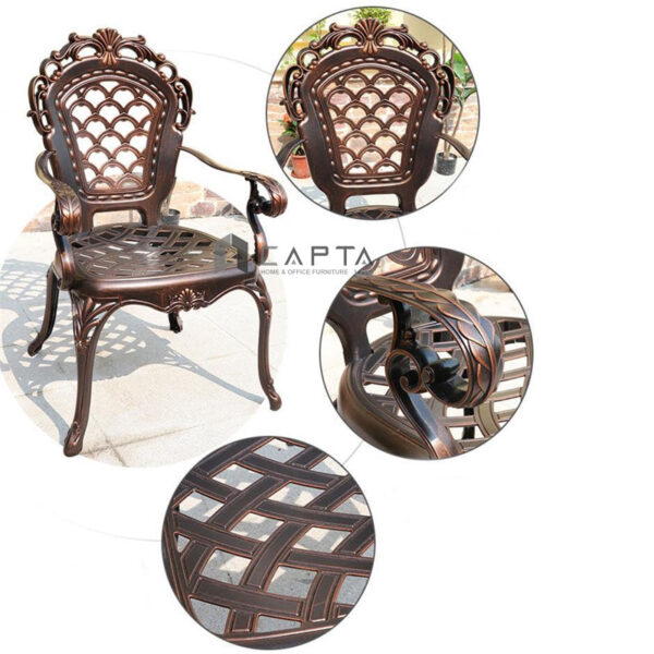 Bộ bàn ghế ngoài trời nhôm đúc 4 ghế nhập khẩu SL TE2003-78A / CC2021A Nội thất Capta