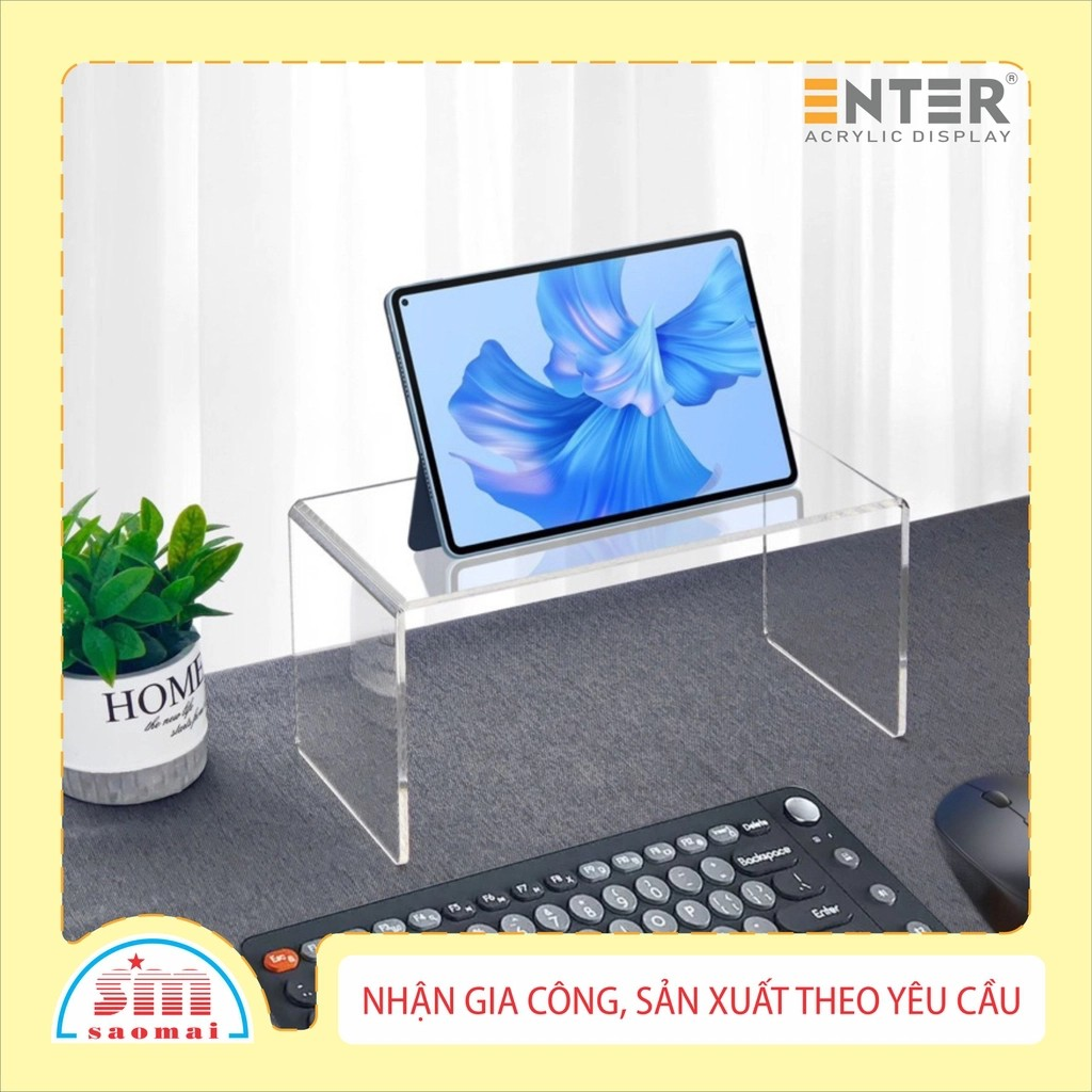 Kệ livestream, Kệ mica chữ U trong suốt để đồ đa năng, Kệ trưng bày mica 3 mặt uốn Enter TB131 200x80x80mm mica dày 3mm (20)