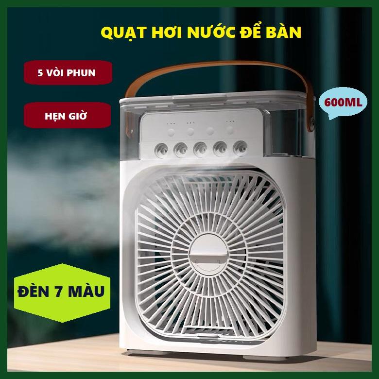 Quạt Điều Hòa Hơi Nước Để Bàn Mẫu Mới 2023 - Quạt Điều Hoà Mini Phun Sương Hẹn Giờ Kèm Đèn LED 7 Màu Công Nghệ Nhật Bản