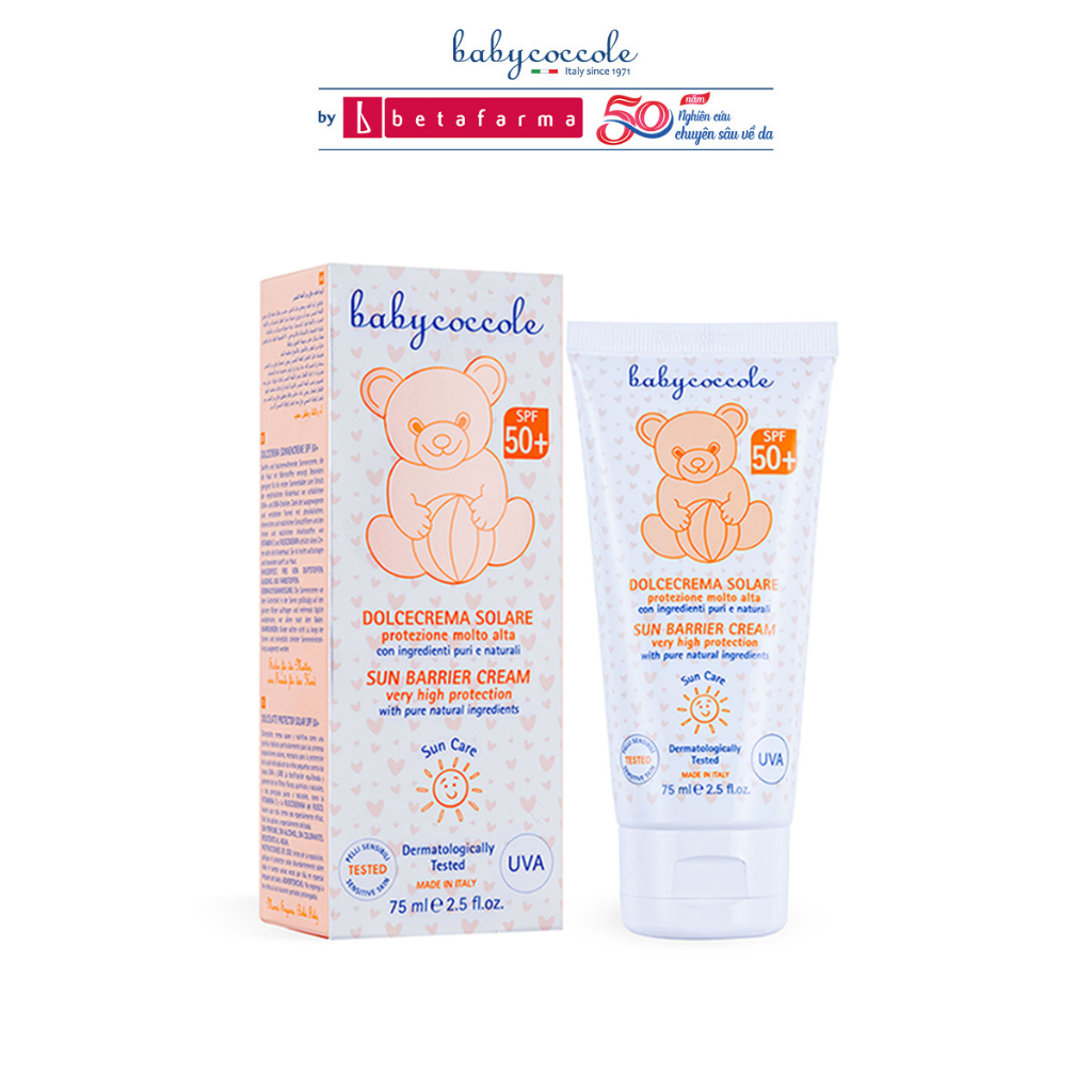 Kem chống nắng cho bé Babycoccole 0M+ an toàn cho trẻ sơ sinh &amp; em bé da nhạy cảm SPF 50+ 30ml/75ml