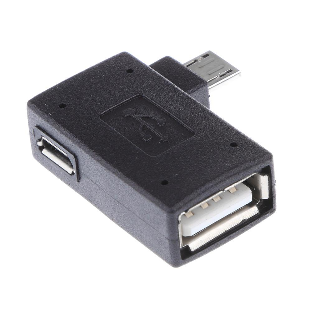 3 in 1 USB 2.0 OTG Cable Adapter, Micro USB Hub USB OTG Extension Adapter+90 degree Left Angle Micro USB 2.0 OTG Host Adapter with USB Power