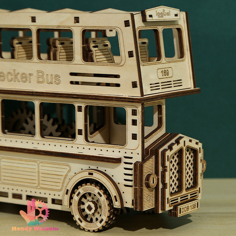 Mô hình gỗ chuyển động - Xe buýt 2 tầng - Doubled decker bus
