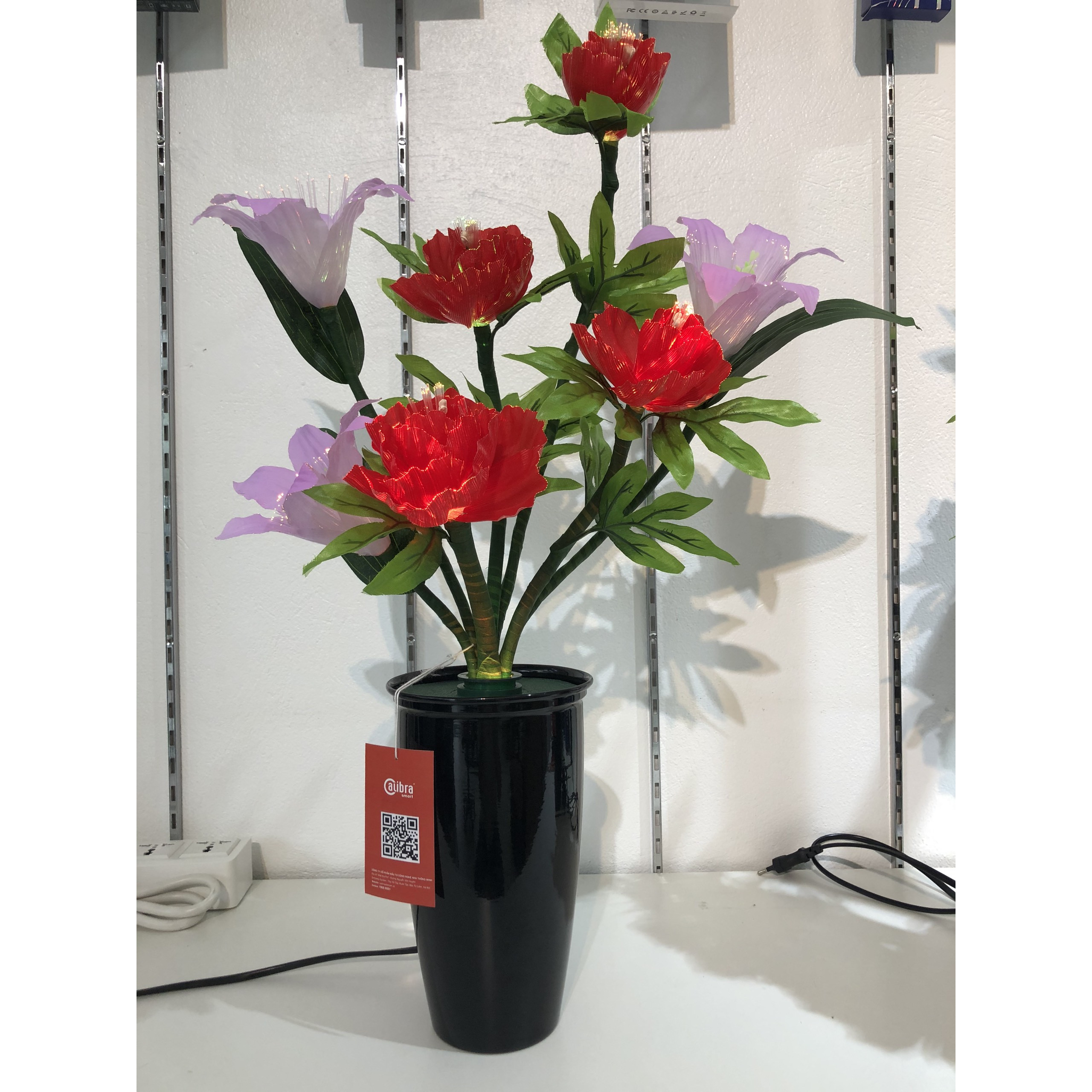 Bình hoa đèn led sợi quang đổi màu - bình hoa trang trí 65cm cắm điện 220V - BH138
