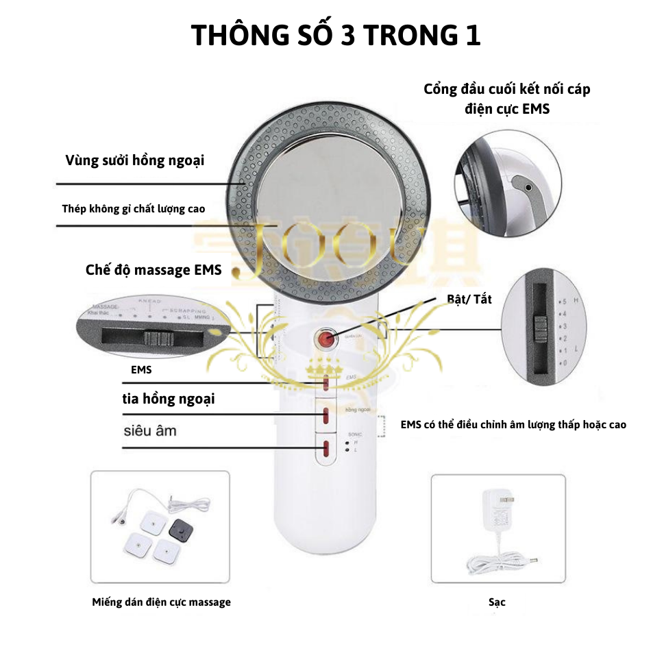 Máy Massage Bụng Sóng Siêu Âm Hồng Ngoại EMS JOOU FJ324 6 trong 1