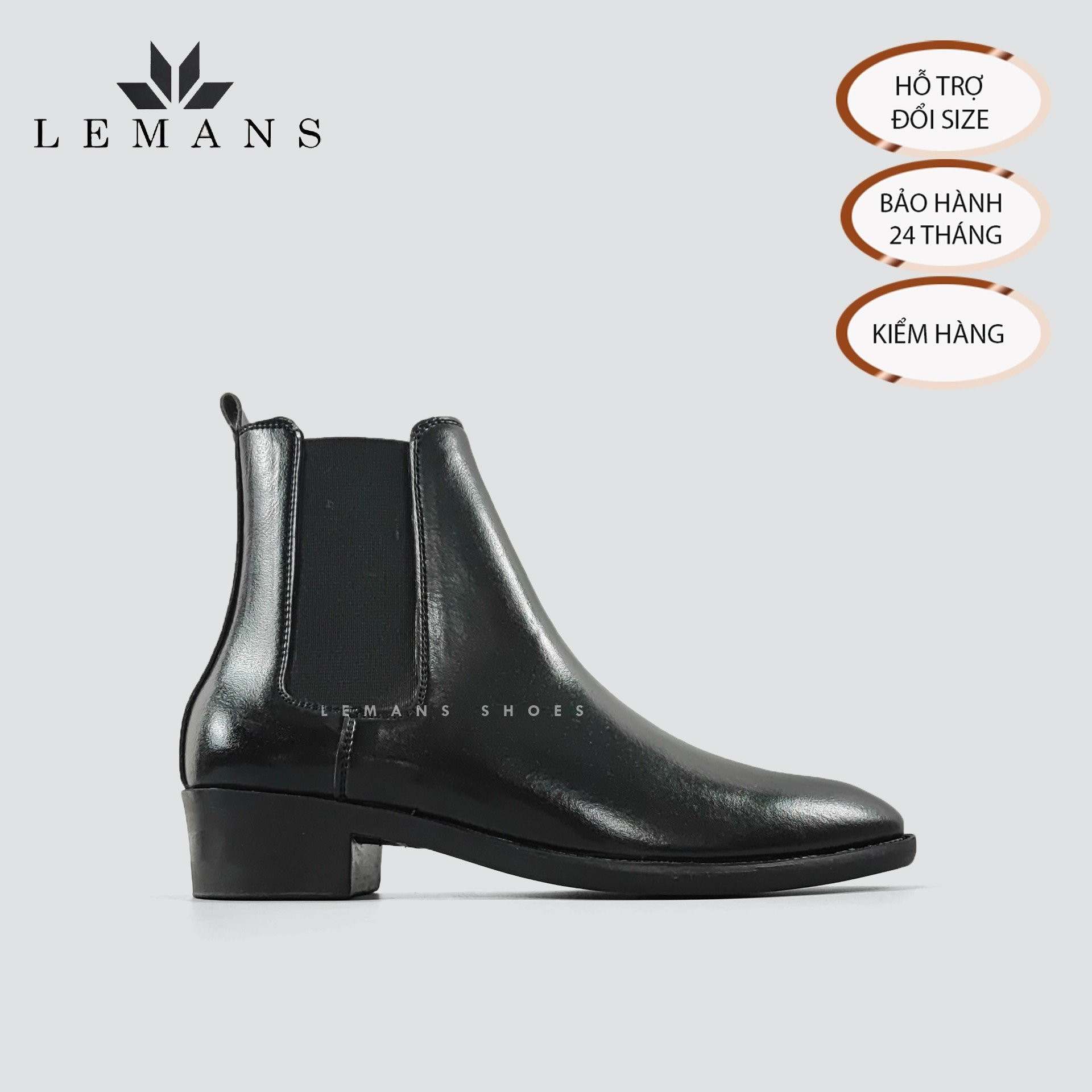 [TẶNG XI] Giày da bò nappa Chelsea boots LEMANS CB01, mũi nhọn, Gót cao đế cao 5cm độc quyền, Bảo Hành 24 tháng