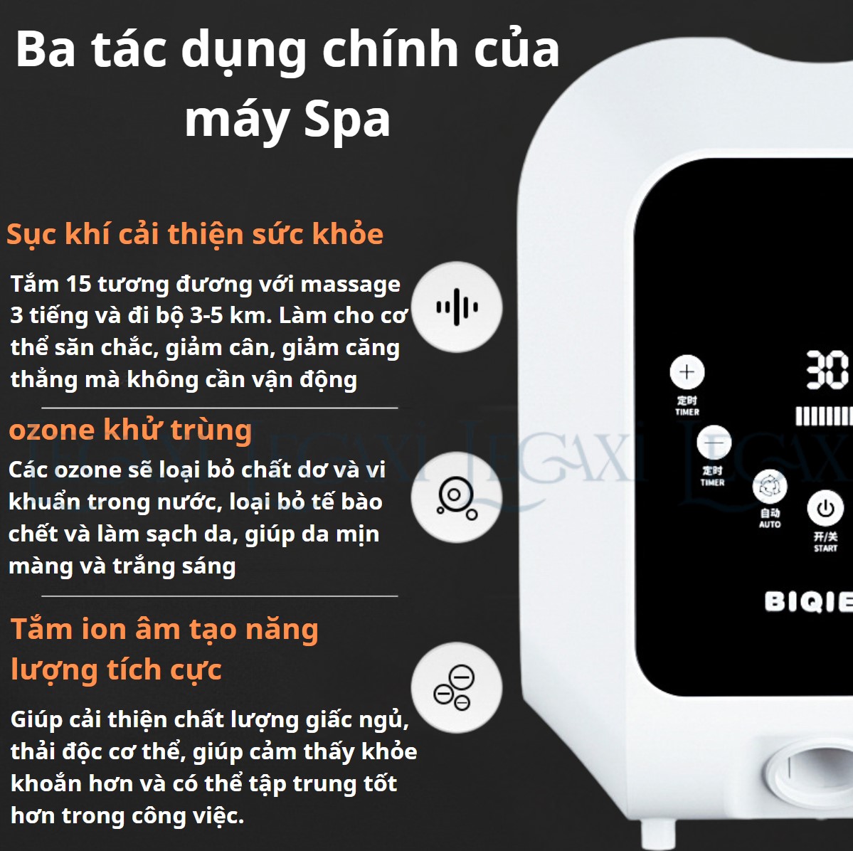 Máy sục khí thủy lực bồn tắm kết hợp với ion âm, ozone làm sạch da, giảm căng thẳng, ngủ ngon otyla