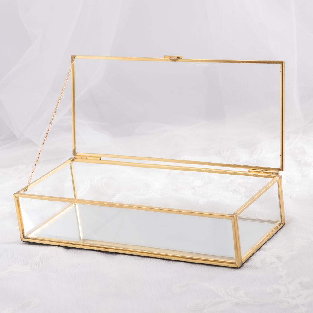 Glass Vintage Jewelry Box Geometric Jewelry Display Organizer Keepsake Box Case