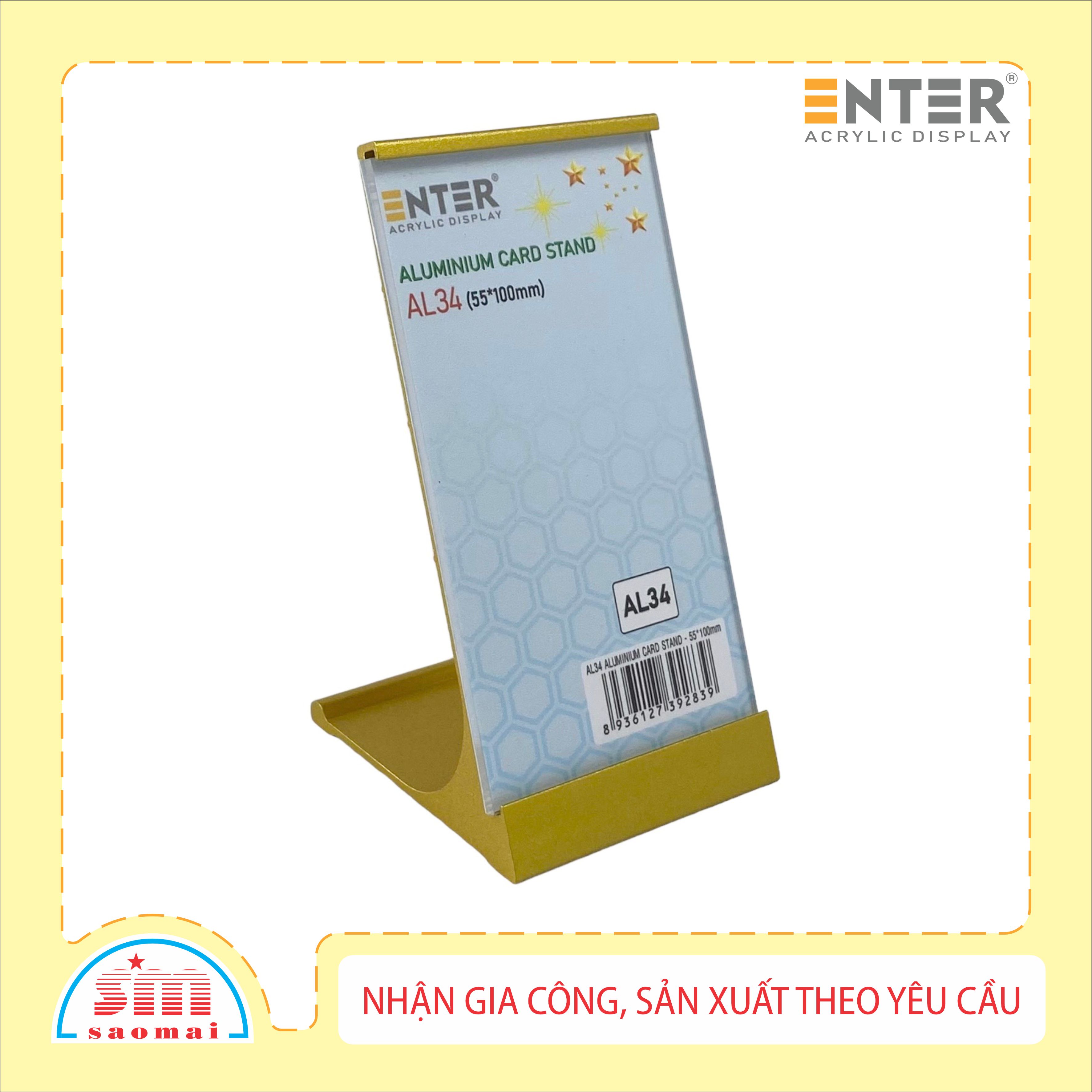 Bảng thông tin để bàn nhôm Enter AL34 55x100mm, Khung thông tin sản phẩm, Khung bảng giá, Kệ trưng bày để bàn