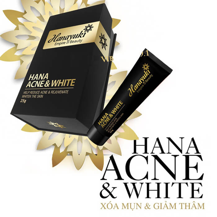 Kem Ngừa Mụn - Giảm Thâm &amp; Dưỡng Trắng Da Mặt Hanayuki ACNE WHITE 25g ( HÀNG CHÍNH HÃNG )