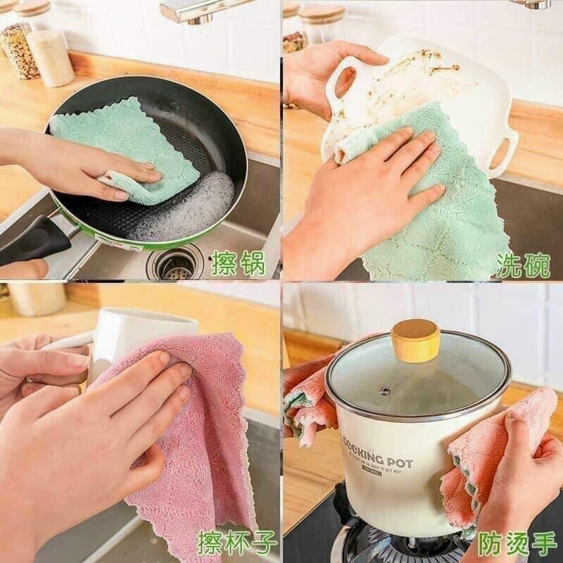 COMBO SET 10 CÁI KHĂN LAU ĐA NĂNG 2 MẶT NHUNG SAN HÔ MỀM MỊN