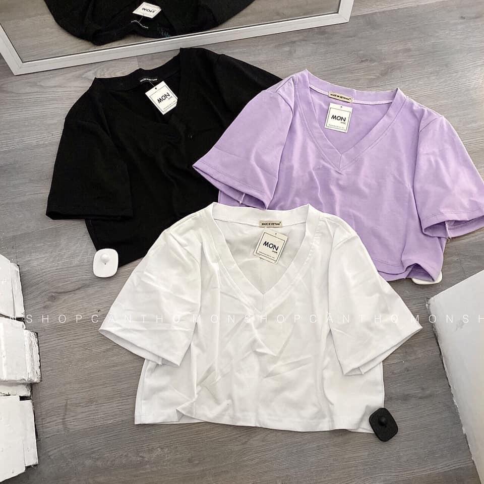 Áo thun croptop form rộng cổ tim