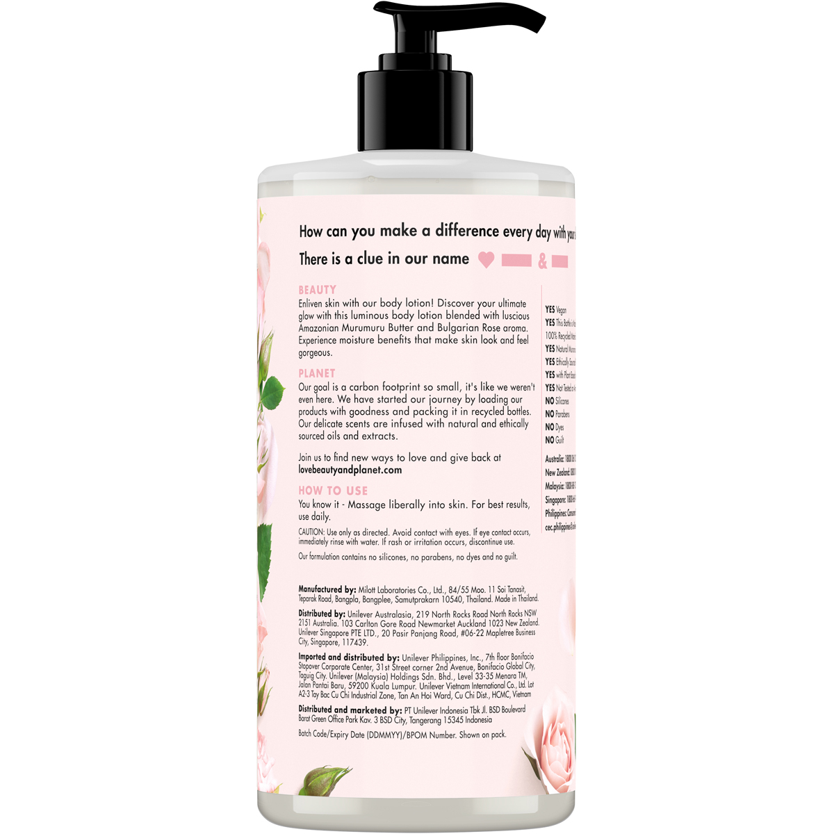 Sữa Dưỡng Thể 400Ml Love Beauty And Planet Làm Sáng Da Delicious Glow Với 100% Tinh Dầu Hoa Hồng Bulgaria