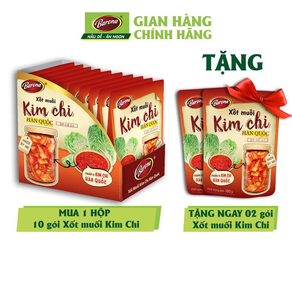 Xốt Muối Kim Chi Barona 180g, combo 1 hộp (10 gói) Tặng 2 gói cùng loại tươi ngon, chuẩn vị không cần nêm nếm