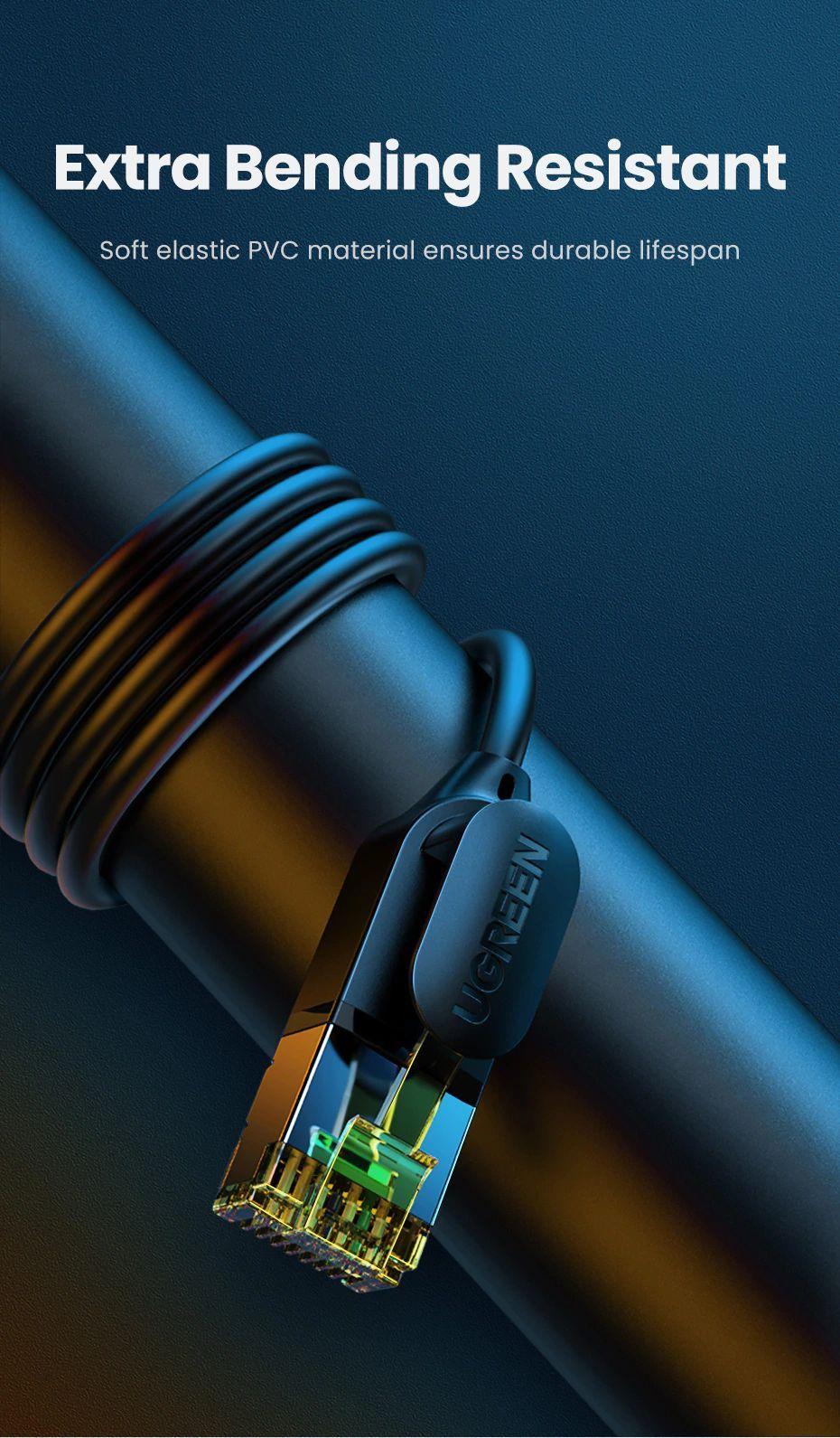 Ugreen UG80414NW149TK 0.5M 10Gbps màu đen cáp mạng CAT7 siêu mỏng nhỏ 0.38mm - HÀNG CHÍNH HÃNG