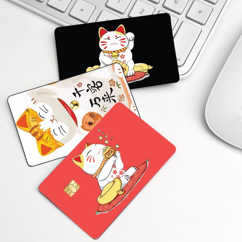 Decal dán Thẻ ATM, debit, thẻ từ, thẻ chung cư, bảo vệ thẻ hình MÈO THẦN TÀI MANEKI NEKO