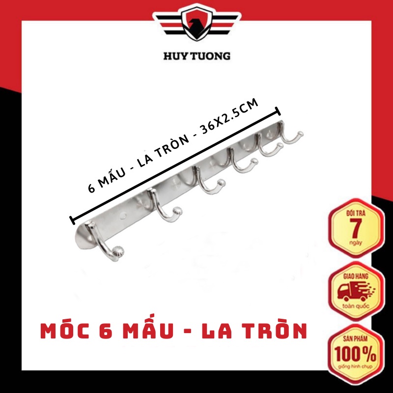 Móc treo quần áo gắn tường từ 6 đến 10 mấu inox ( không gỉ sét )