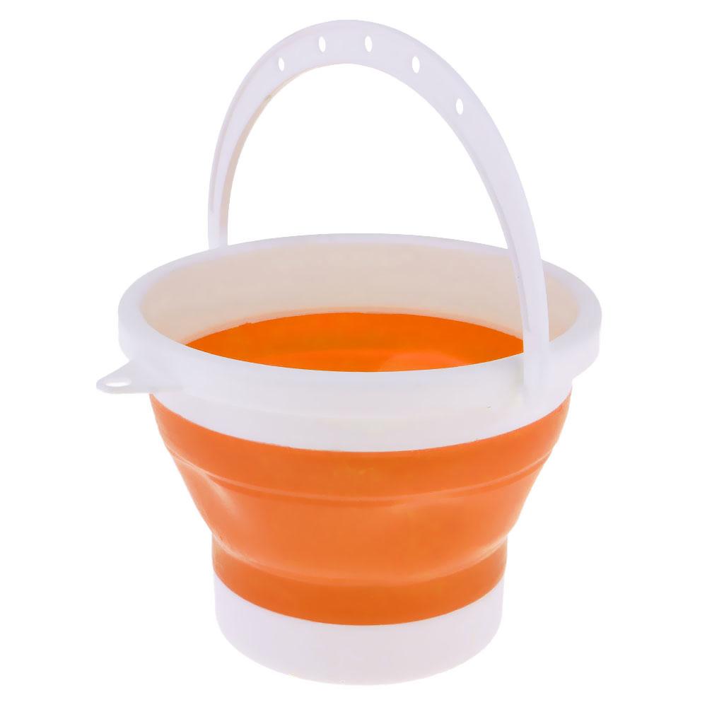 Folding Collapsible Silicone Water Bucket Outdoor Basin S Orange