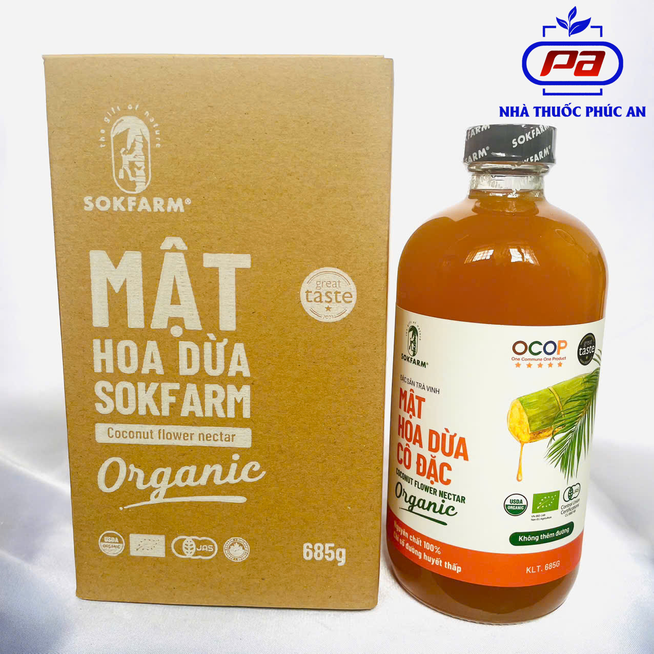 Mật hoa dừa cô đặc hữu cơ Sokfarm 250g - chuẩn organic, thay thế mật ong, thơm ngon ngọt thanh