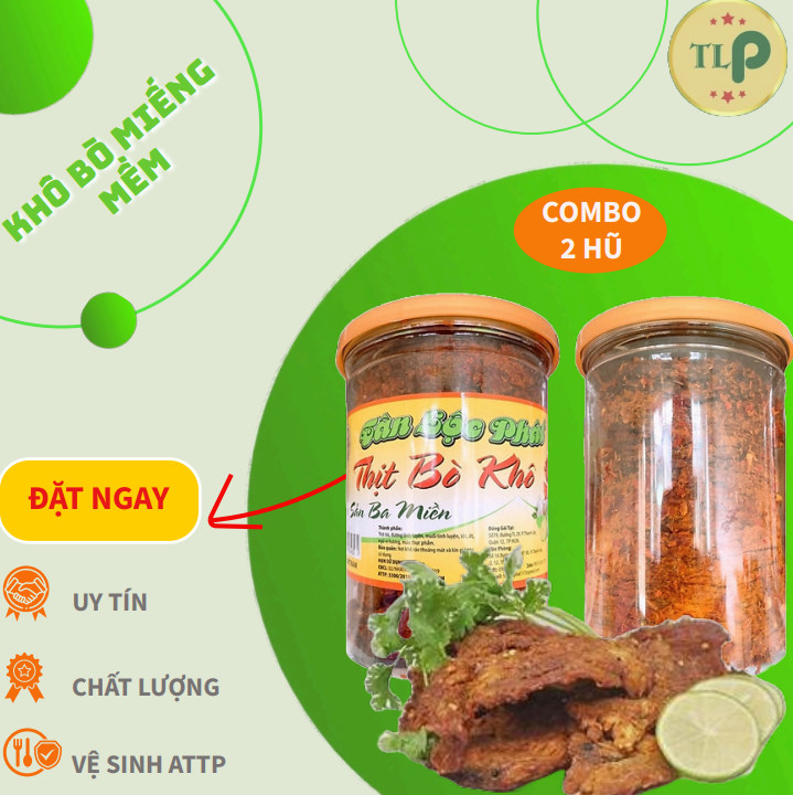 (COMBO 2 HŨ) THỊT KHÔ BÒ DẠNG MIẾNG MỀM TÂN LỘC PHÁT - MỖI HŨ 150G