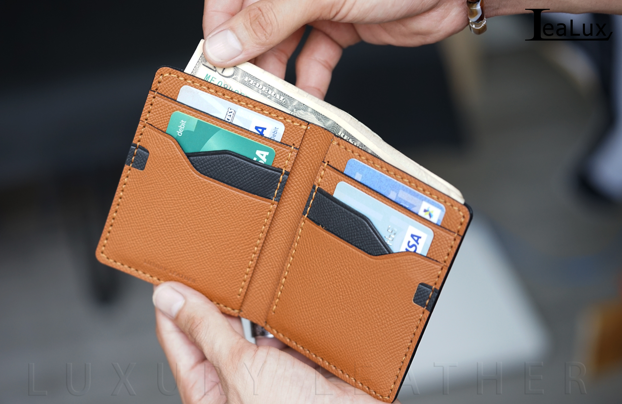 Ví Da Epsom Dáng Đứng Handmade Lealux Epsom Wallet 3