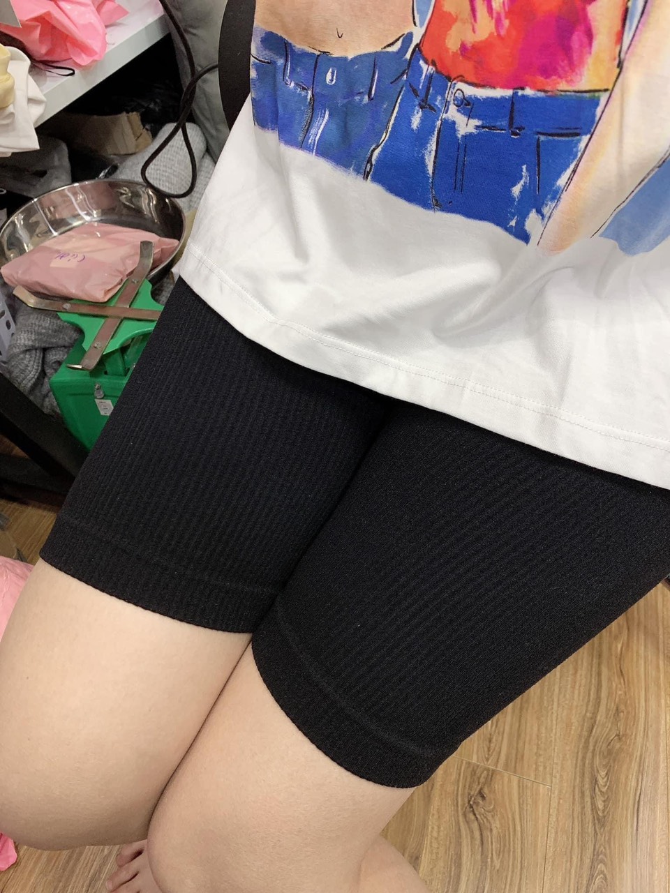 Quần legging lửng cotton zip dày dặn mềm mát co giãn thoải mái size M và L