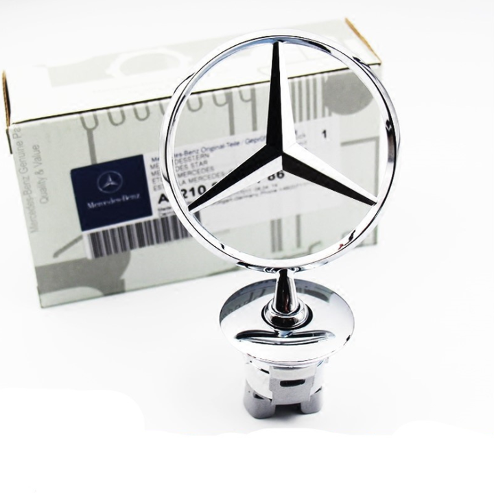 Logo nắp capo đầu xe ô tô Mercedes, loại hàng cao cấp - Chất liệu: Hợp kim mạ crom
