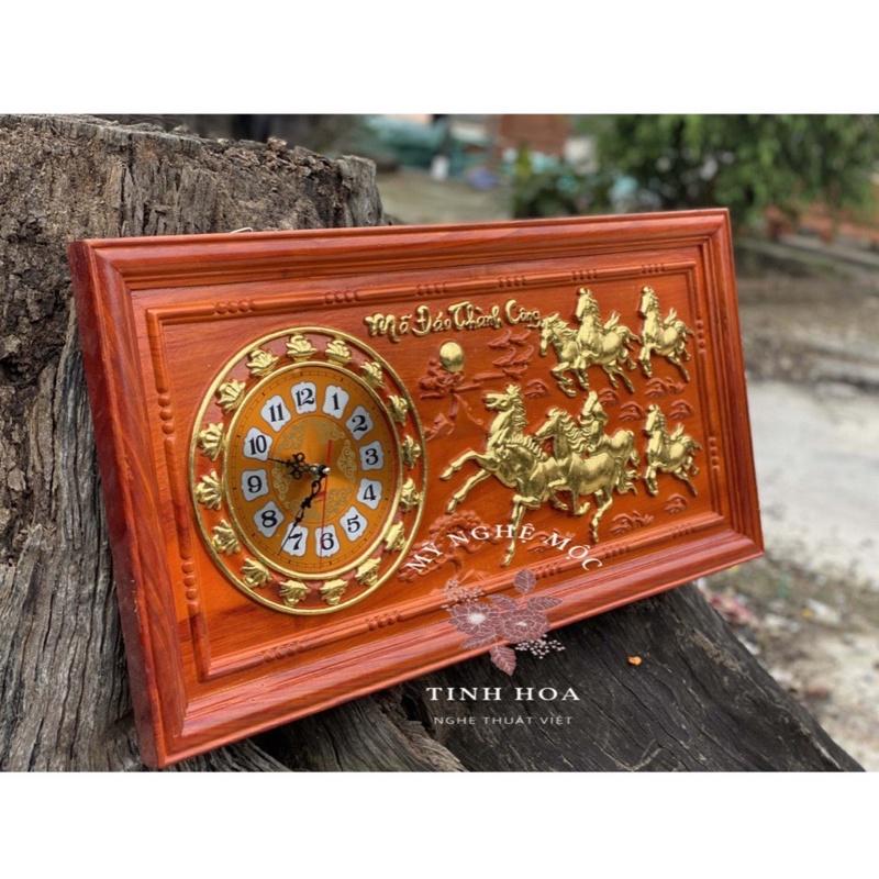 Tranh Đồng Hồ Mã Đáo Thành Công gỗ Hương kích thước 81 x 41 x 3cm
