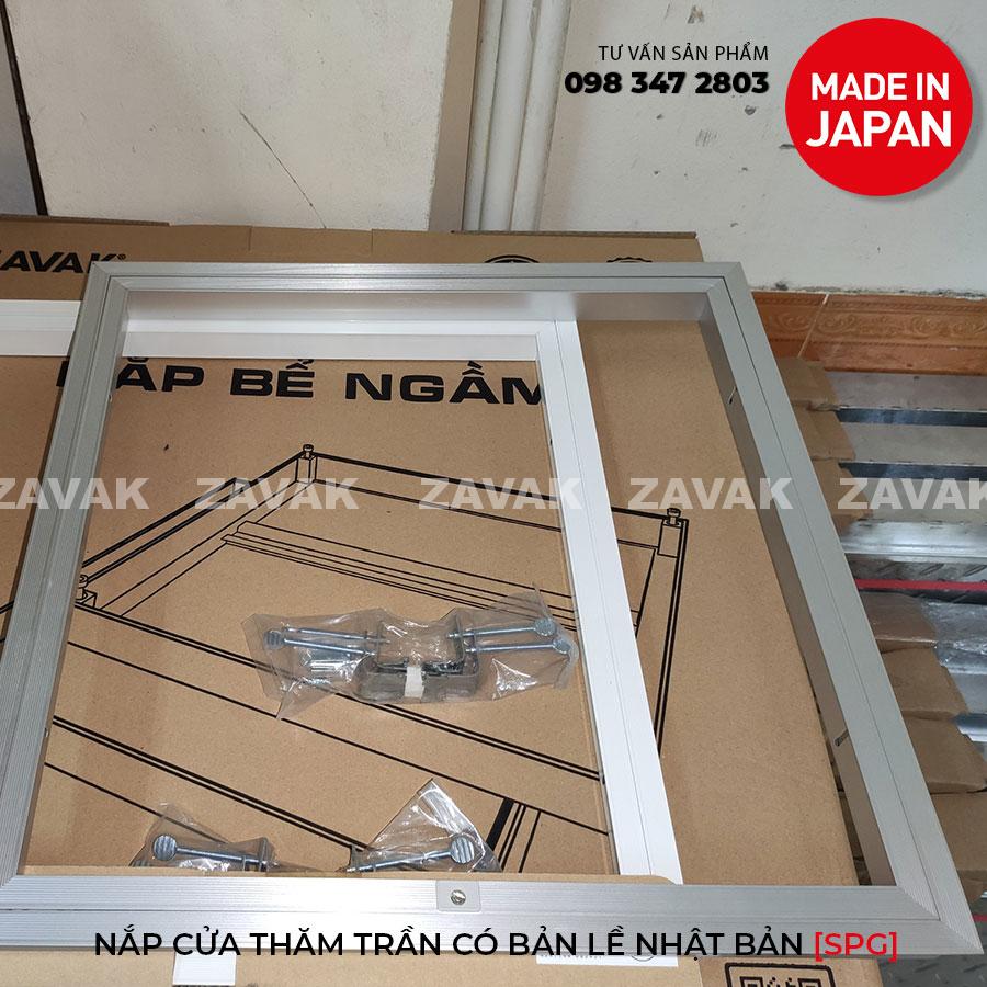 Nắp cửa thăm trần thạch cao 600x600 [SPG-68160] sản xuất tại Nhật bản, khung nhôm nhẹ cao cấp, Màu bạc. Có bản lề, Góc Mở 90 độ