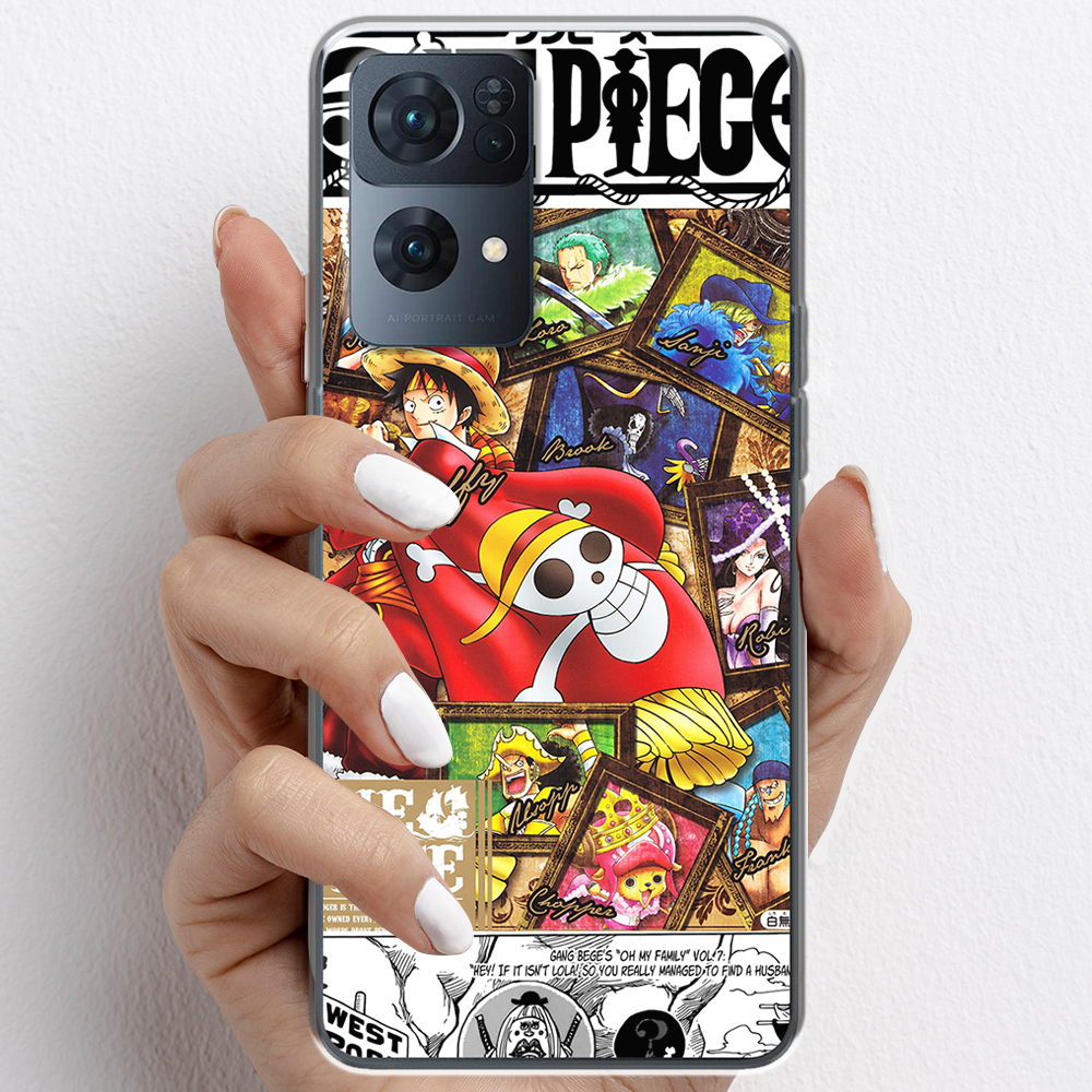 Ốp lưng cho Oppo Reno7 Pro  nhựa TPU mẫu One Piece cờ đỏ