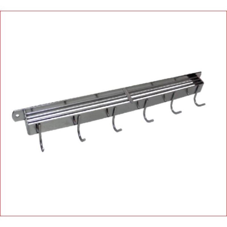 Giá treo dao, thớt, móc cài dao thớt treo tường inox 304 không gỉ dài 40cm kèm 5 móc và 3 hàng cài dao