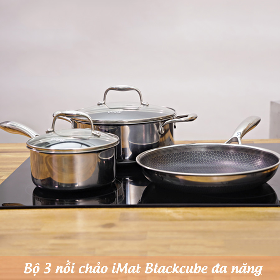 Bộ 3 nồi chảo iMat Blackcube đa năng