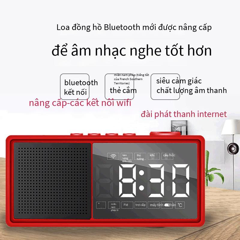 Vận Chuyển nhanh chóng Đa Chức Năng Chất Lượng Âm Thanh HD Internet Radio Chèn Thẻ Đồng Hồ Đồng Hồ Báo Thức Kép Quà Tặng Loa Siêu Trầm Gương Loa Bluetooth