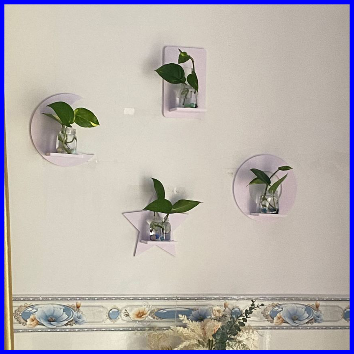 Kệ decor phòng ngủ, Trang trí lớp học, để chậu hoa treo tường, chất liệu gỗ Pitech cao cấp - C16