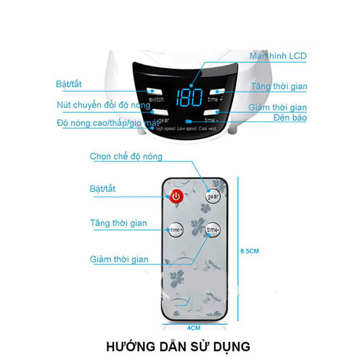 Tủ sấy quần áo 2 tầng công suất 1300W có điều khiển từ xa, máy sấy quần áo khô nhanh diệt khuẩn chống ẩm mốc