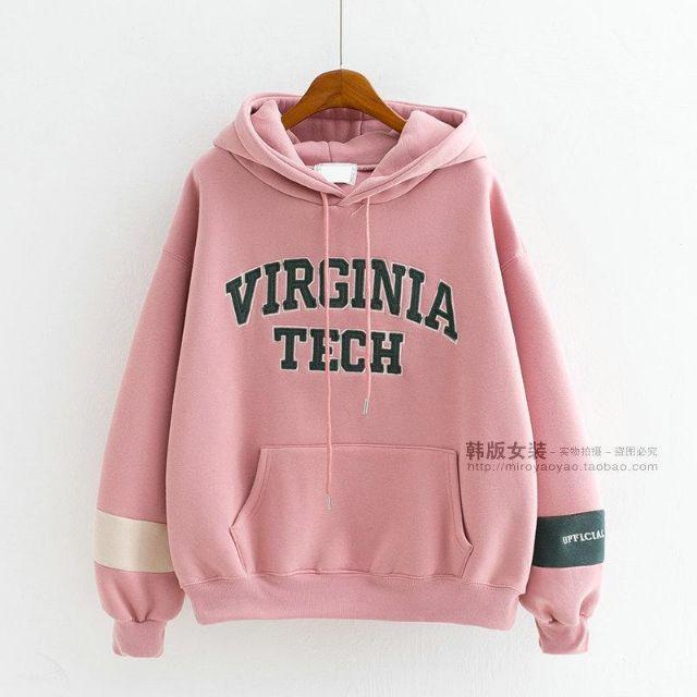 ÁO KHOÁC ÁO HOODIE IN CHỮ VÀ PHỐI MÀU Ở TAY Y HÌNH