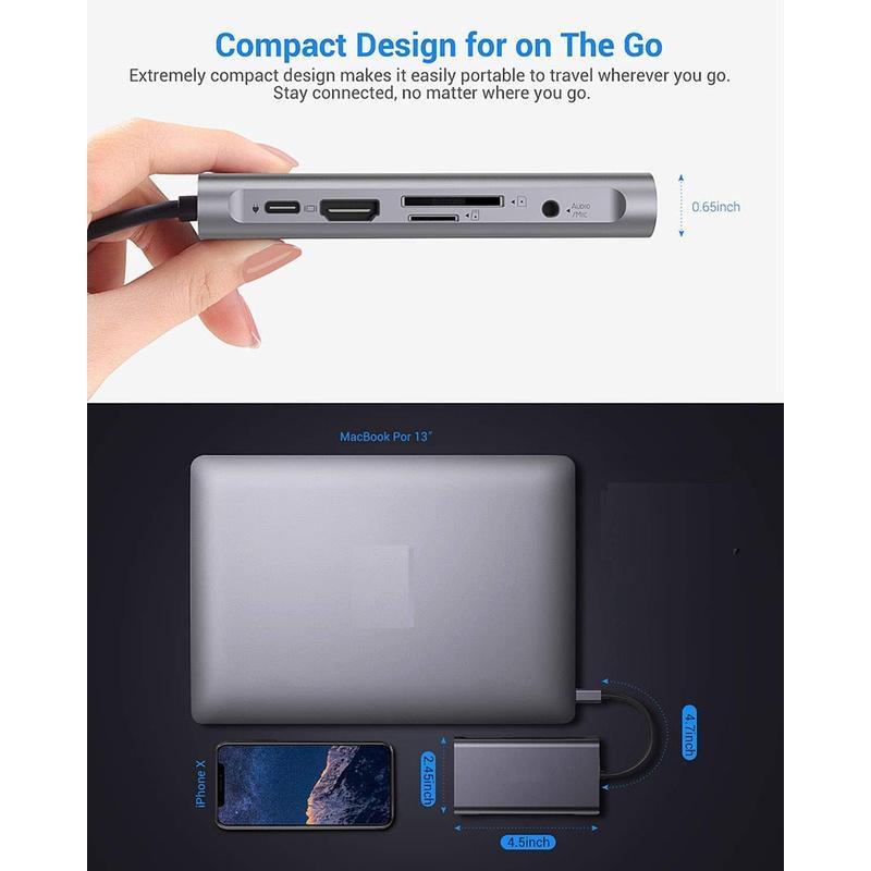 Bộ Hub Chuyển Đổi 12 Trong 1 Type c Sang HDMI 4k VGA RJ45 SD / TF Usb3.0 Hub Cho Notebook Laptop USBC