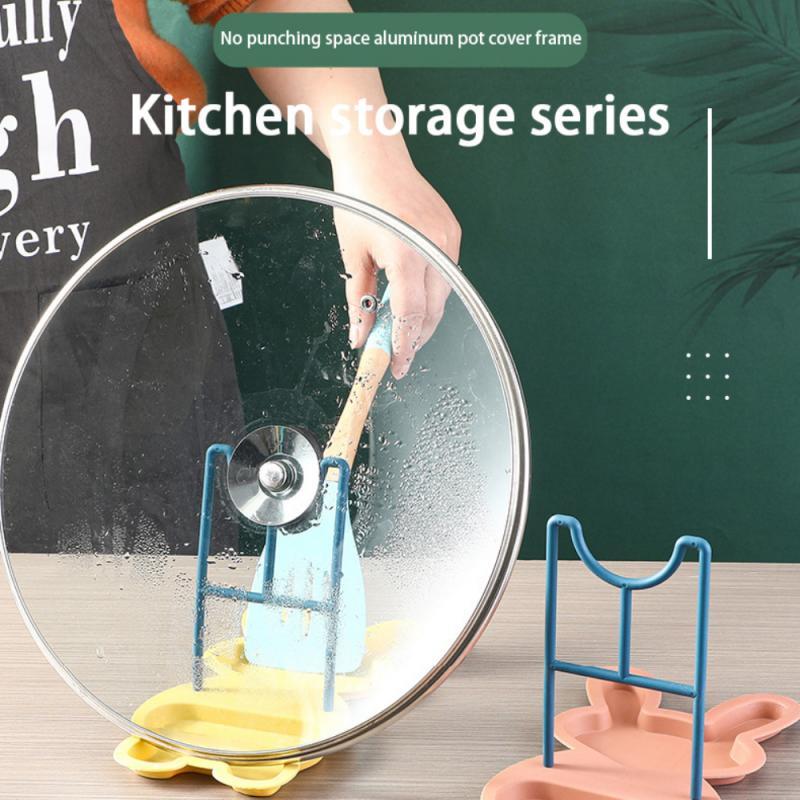 Kitchen Organizer Pot Lid Rack Stainless Steel Spoon Holder Pot Lid Shelf Cooking Dish Rack Pan Cover Stand Storage Shelf