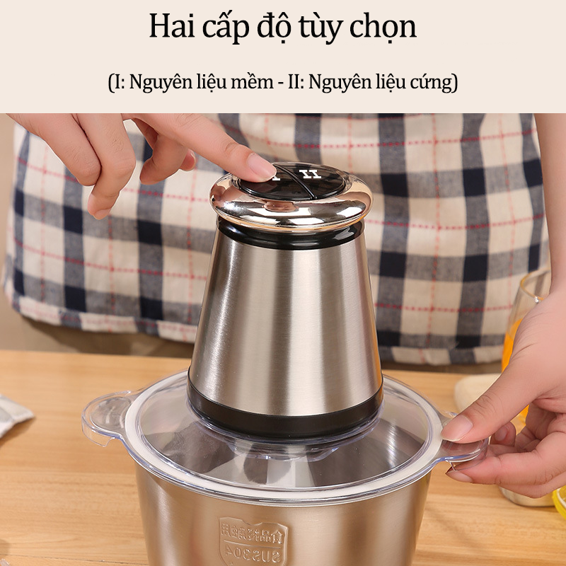 Máy Xay Thịt Đa Năng Cầm Tay 6 Lưỡi Dao Sắc Bén Công Suất 300W Siêu Khỏe 2 Cấp Độ Dung Tích 2L Cối Xay Thịt Thủy Tinh Chắc Chắn Máy Xay Đa Năng Cầm Tay Mini Xay Rau Củ Quả Hạt Ngũ Cốc Đa Năng - ML052