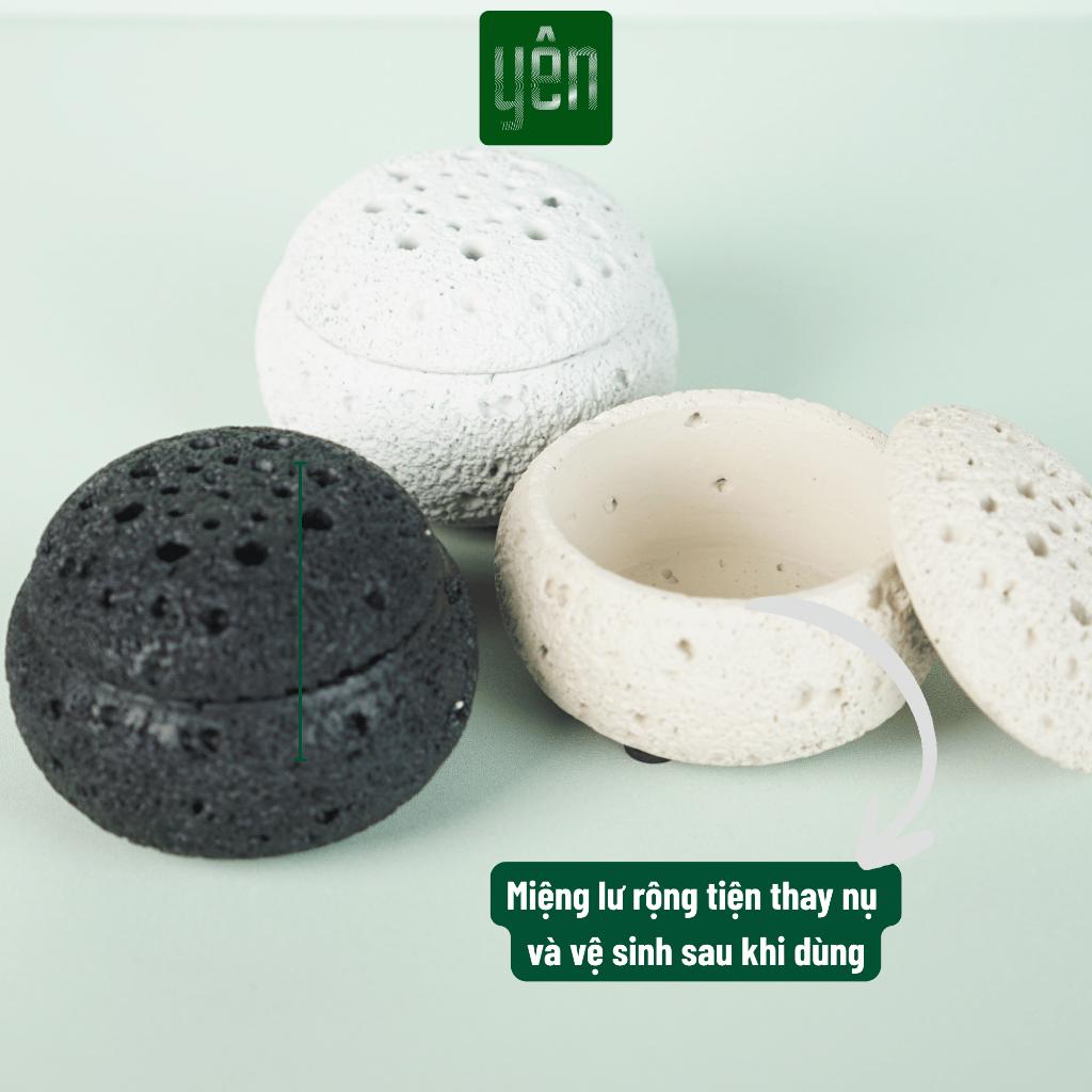 Lư Xông Nụ Yên Thảo Mộc Bằng Đá Đen Trắng Xám Tối Giản Trang Trí Nhà Xông Thơm Thiền Thư Giãn