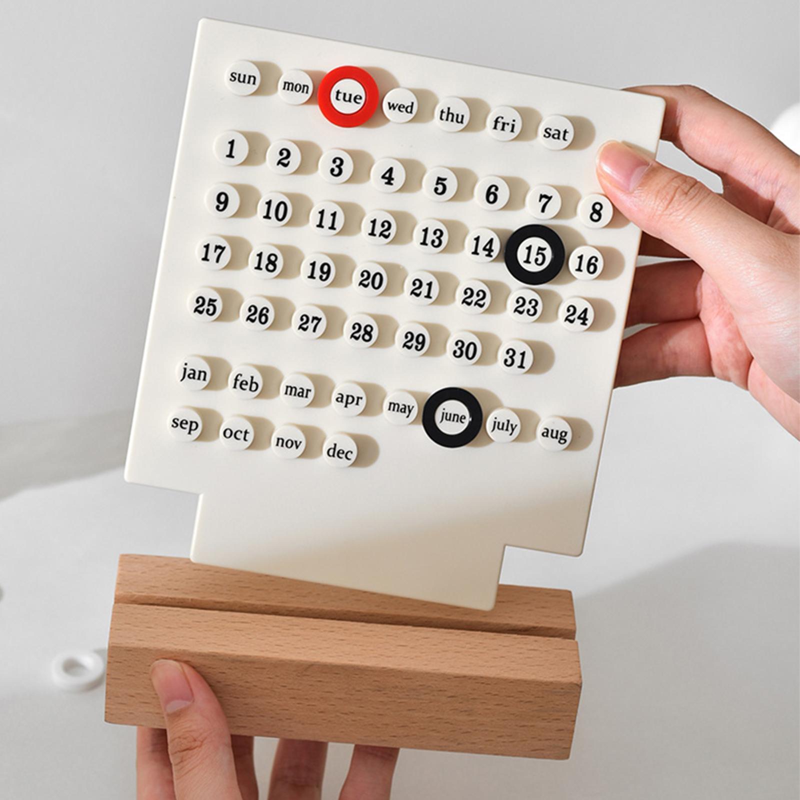 2pcs Wooden Desk Calendar Ornaments Office Date Planner Supplies