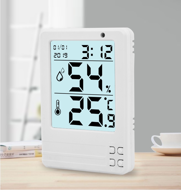 Nhiệt ẩm kế để bàn, dán tường cảm biến hiển thị ngày, giờ, nhiệt độ, độ ẩm chính xác M03